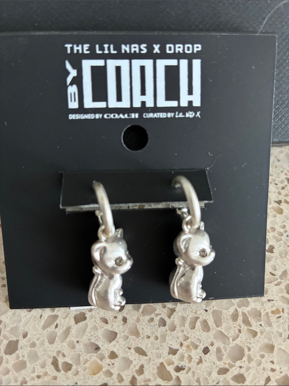 Lil Nas x Drop silver cat earrings